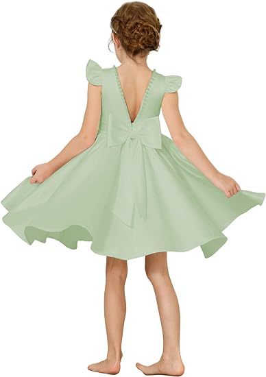 Elegantes Mädchen Satin Kleid Für Klavierkonzert Und Geburtstag_voghion.com