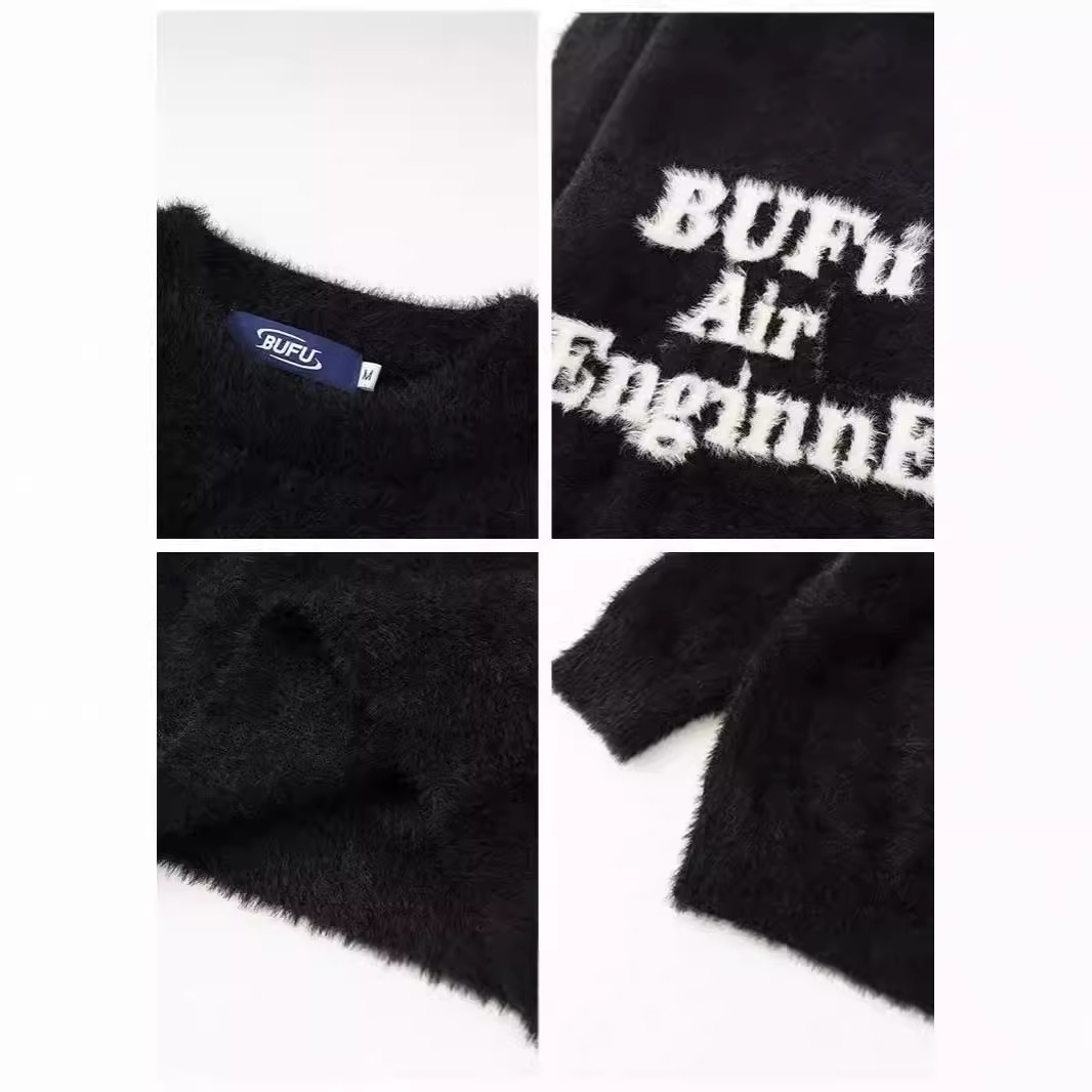 Pull brodé de lettres américaines pour hommes automne et hiver, nouveau tricot ample à la mode chinoise chic_voghion.com