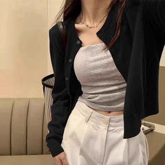 黑色针织开衫女薄款外搭配吊带裙的小外套2025新款春秋夏上衣韩系