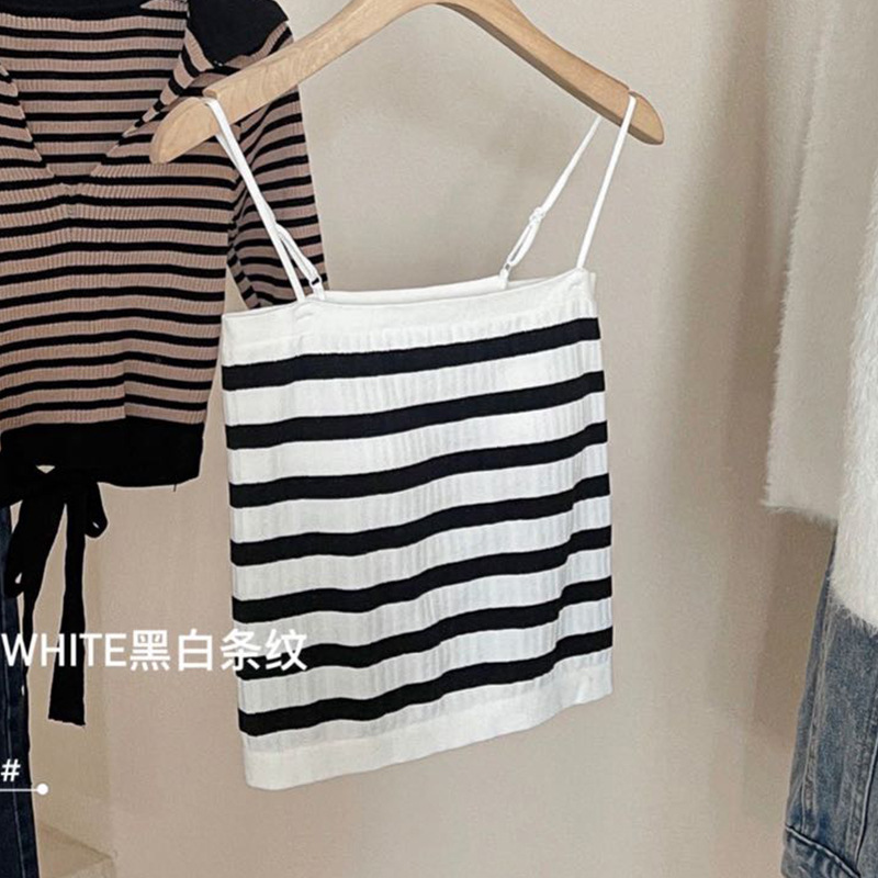 Contraste de color rayado Punto Belleza espalda camisola montaña fija las mujeres interior y exterior desgaste bottoming chaleco Delgado