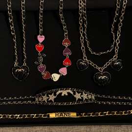 中古vintage高版本小香风项链女复古羊皮小众高级感珍珠锁骨链