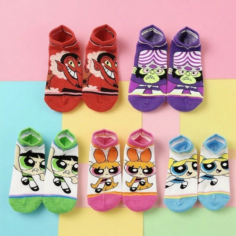 Cross-Border Trendy Unisex Couple Crew Socks with Novelty Quirky Cartoon Patterns, Summer Women's Low-Cut Invisible Socks