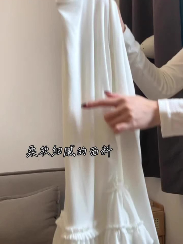 芭蕾风蕾丝花边下摆内搭打底衫女春秋修身显瘦白色长袖t恤上衣ins|undefined