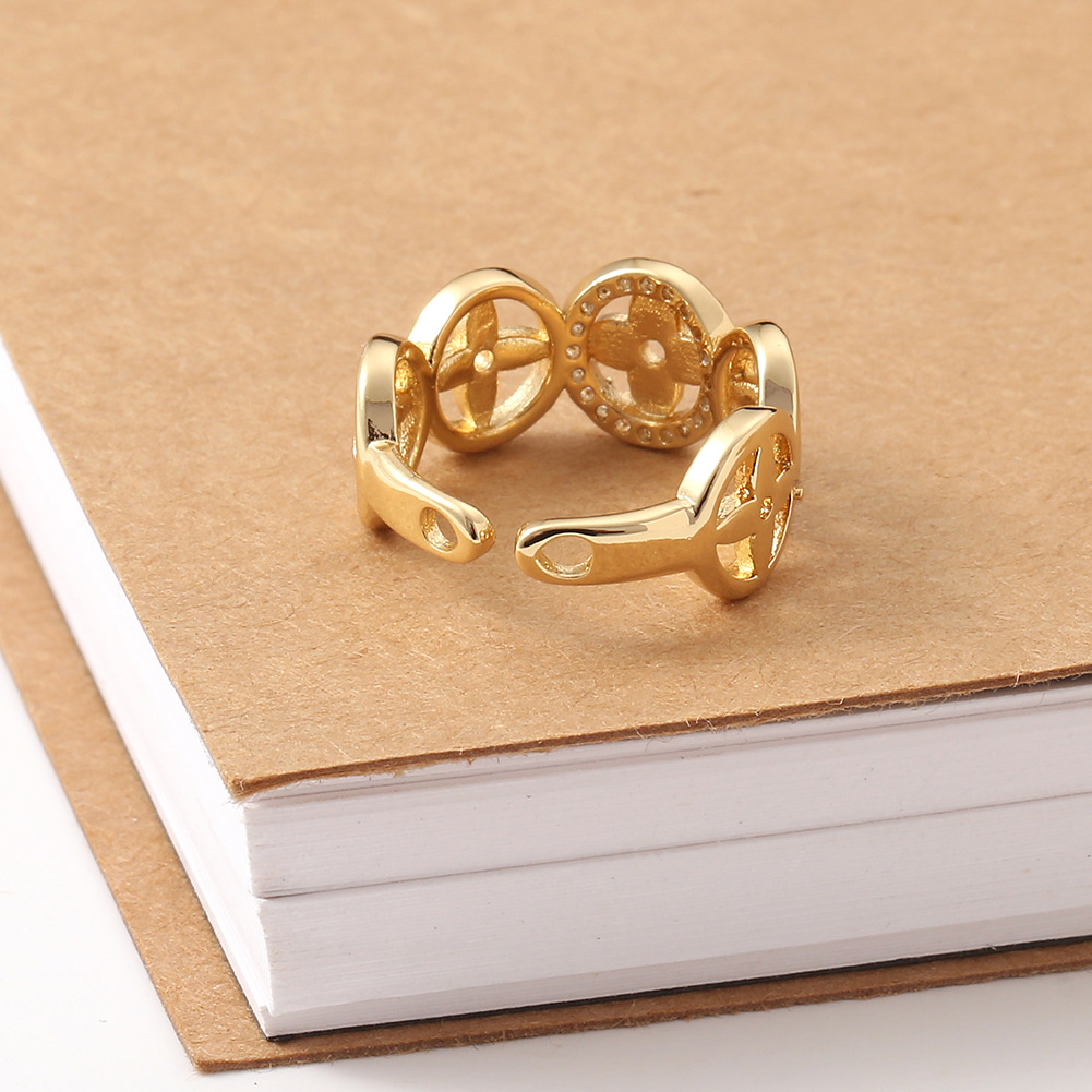 new womenu0027s copper plated real gold geometric open tail ring