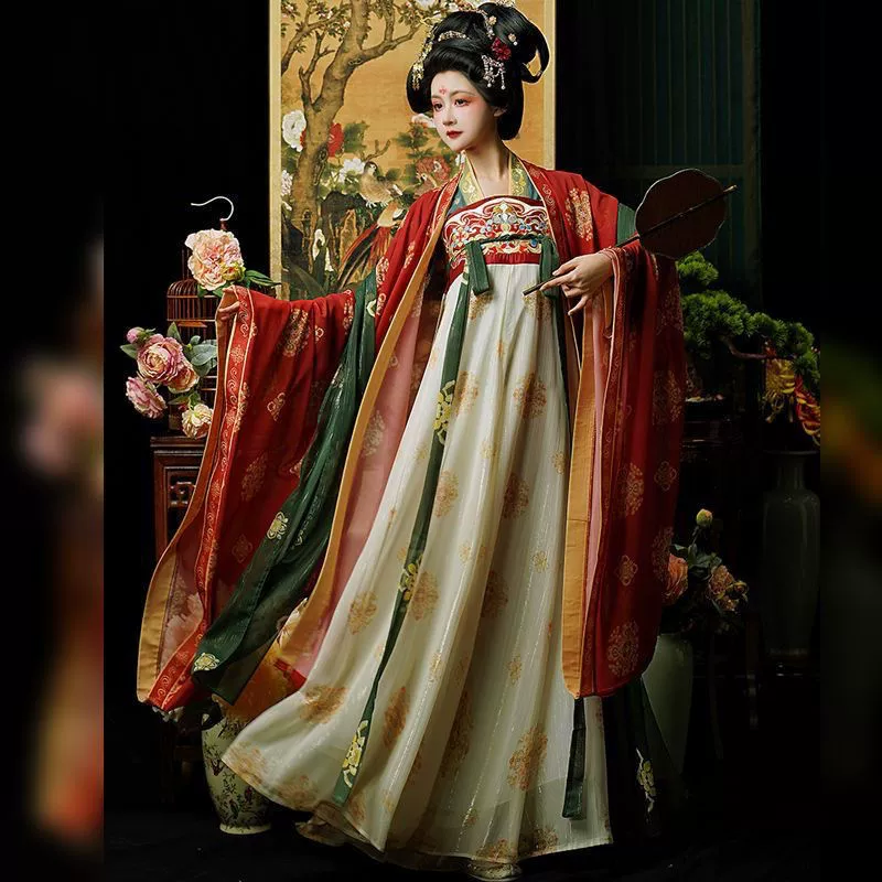 Танская одежда ханьская женская восстановлена, тонкая, грудная юбка, великолепная, весенняя и летняя одежда Ян Юйхуань