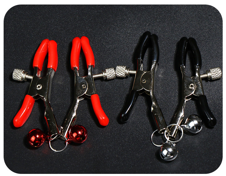 Jiuai Bell Nipple Clamps in Pink, Metal and PVC Body, Adult Couple Sensory Accessory — detail image 13