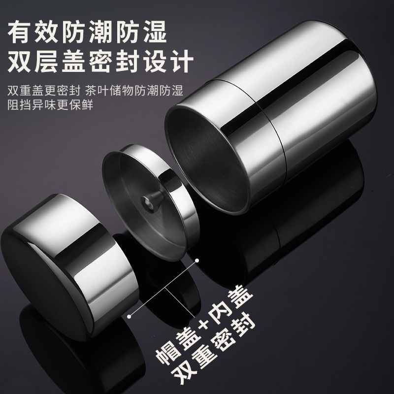 304 de acero inoxidable tarro de té sellado tarro de almacenamiento hogar caja de té portátil tarro de almacenamiento portátil de viaje tarro de almacenamiento