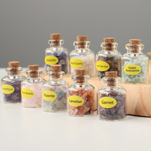 Natural crystal gravel raw stone glass bottle drifting lucky wishing bottle collection and storage children's mineral label manufacturer wholesale