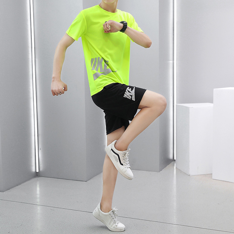 Camiseta de verano de manga corta, traje deportivo casual, pantalones cortos sueltos de dos piezas, ejercicio delgado, secado rápido