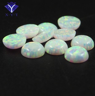 Round Flats Bottom Plain Artificial Opal Imitation Opal Stone Opal Synthetic Gemstone Opal Loose Stone Wholesale Jewelry Pendant
