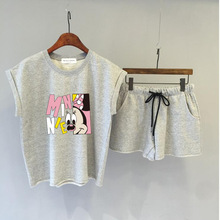 韩国女装2022夏季新款背心阔腿短裤两件套韩版宽松运动休闲套装女