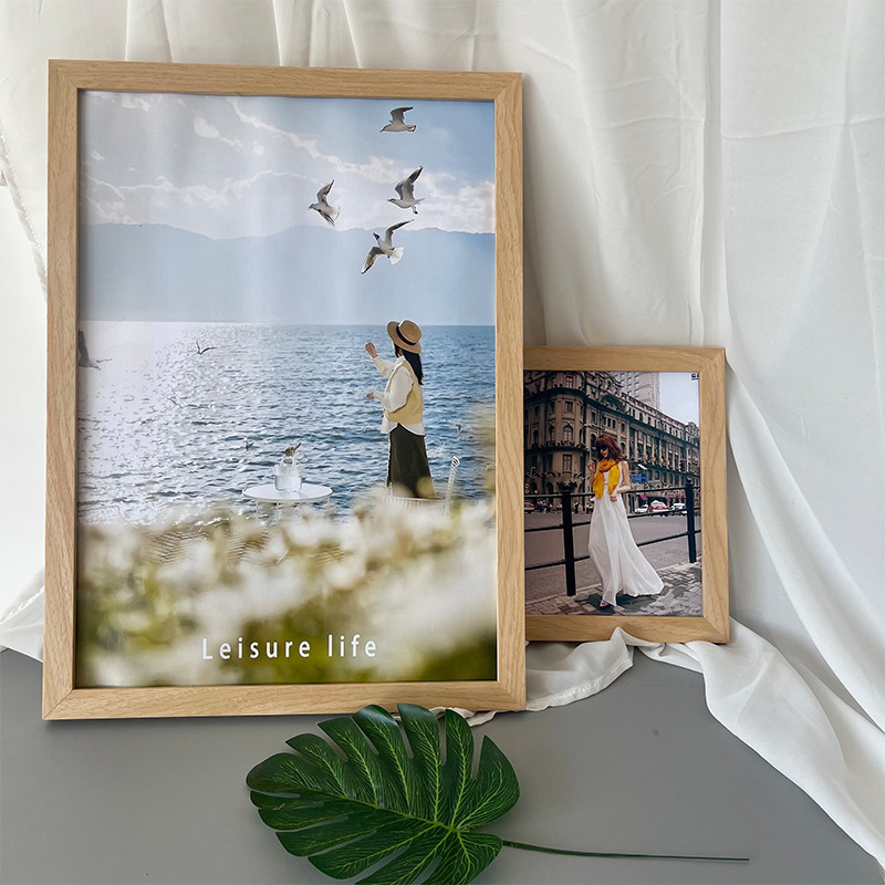 Solid Wood Picture Frame Wall Hanging Table Puzzle Photo Frame Kidsren's Studio Display Frame Living Room Desktop Photo Stage Photo Frame