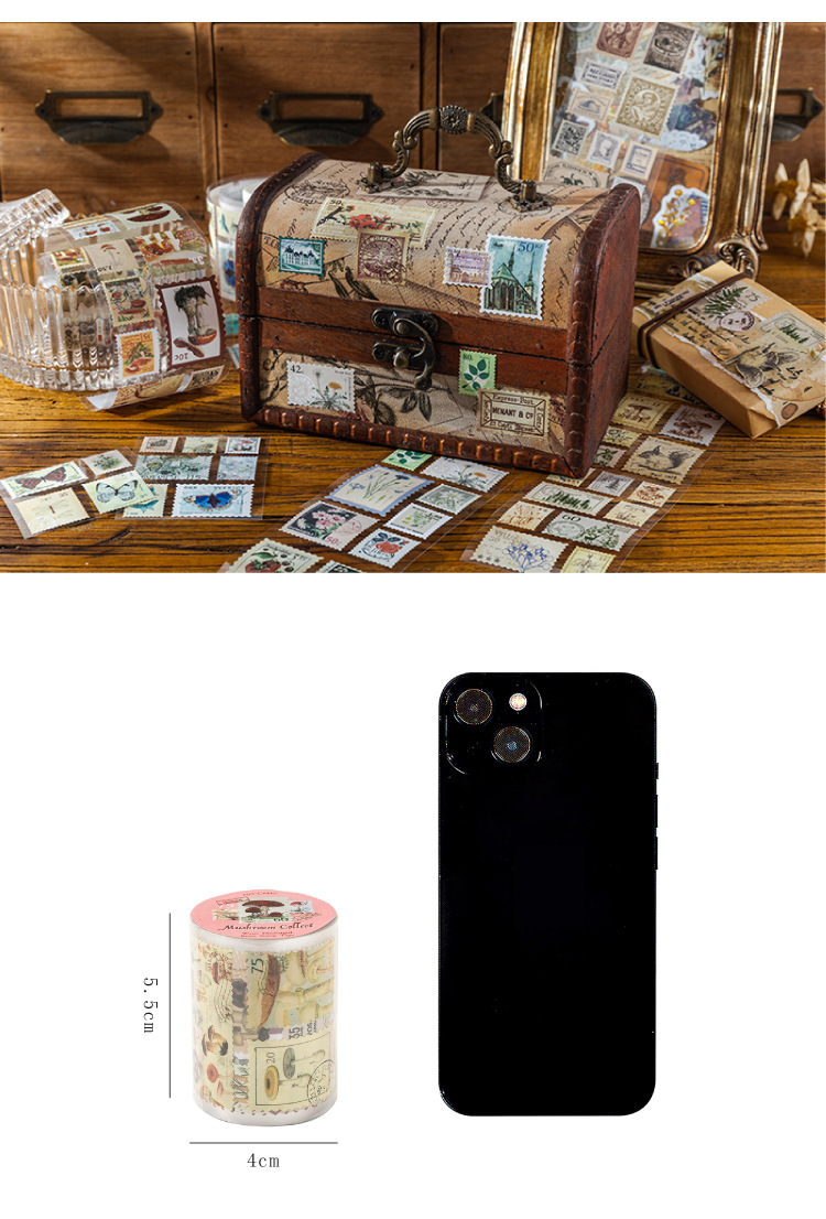 Mocard Stamp Waste Discharge Tape Natural Post Office Series Retro Diy Journal Decorative Source Material Stickers 8 Types Selection display picture 1