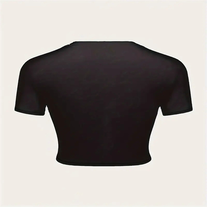 Summer New Style Women's Slim Fit T-Shirt Fresh Cute Print European American Cross Border Spot Goods Sexy Short Top_ecoleips.com