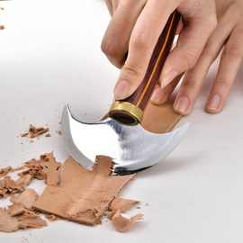 1个 图片色 高碳钢 木柄皮革圆头刀，皮革切割用皮革工作刀（小）