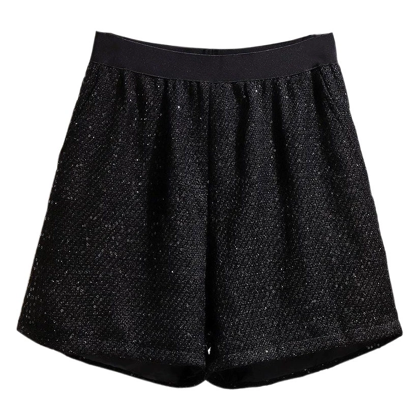 Большой размер женский толстый мм осень 2024 новый блестящий шелковый тиз плюс жир, повседневные брюки тонкие, широкие шорты