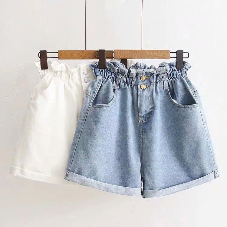 ChicShe Women's Denim 2025 Summer Elastic Waist Double Button Ladies Cuffed Loose Wide Leg Shorts_voghion.com