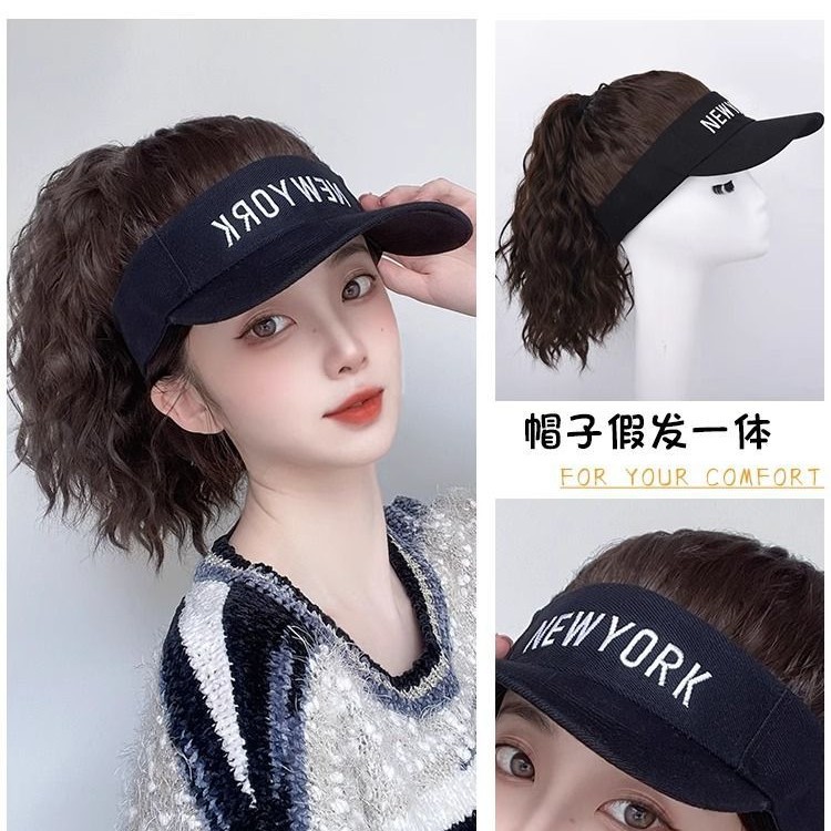 Sombrero peluca de moda en línea sombrero de verano sombrero de sombra de cola de caballo mujer moda coreana universal maíz caliente peluca