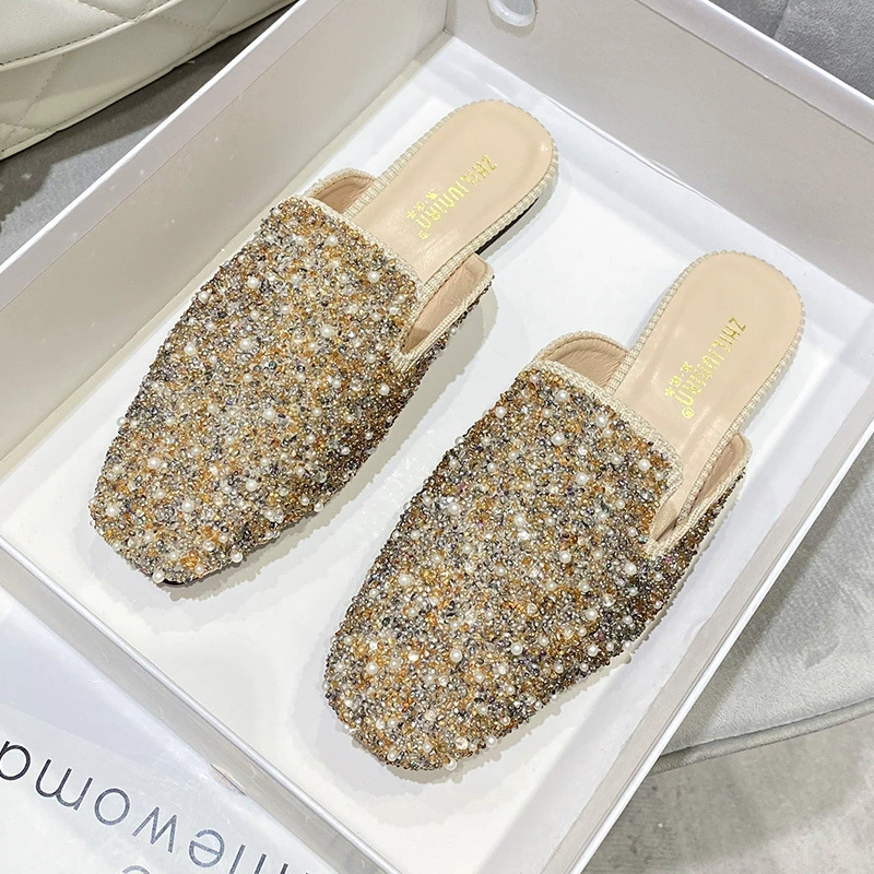 Элегантные женские босоножки на высоком каблуке в французском стиле, новинка весны/лета 2025 года, туфли на среднем каблуке с квадратным носком, большие размеры от 41 до 43.