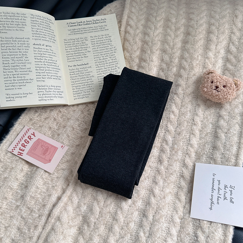 Medias de calcetín de caída de invierno delgadas de lana gris gris medias de calcetín de cintura alta de caderas