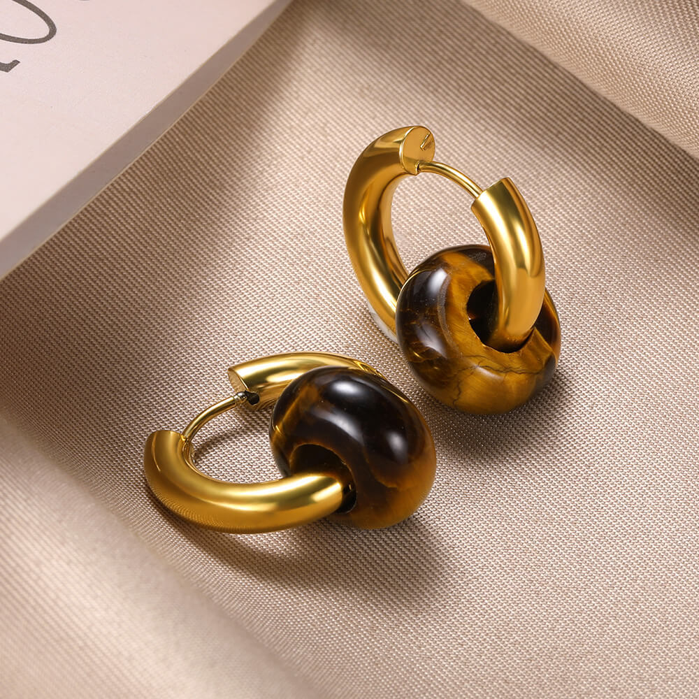 13g Weight PVD Coated Gold Plating Process 304 Stainless Steel Ear Needle Material 18K Real Gold Plated Plating Material Hoop Earrings Classification 1 Pair Quantity Date, Tea Party Occasion 304 Stainless Steel Material Geometric Pattern Women's Gender Classic Style Style Plating Craft 1 Pair Classic Style Geometric Plating Natural Stone Metal Hoop Earrings 11