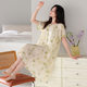 Nightdress dress Women's Gastrodia Loose Thin High-end Summer Short-sleeved Mid-length Dress with Chest Pad Home Clothes