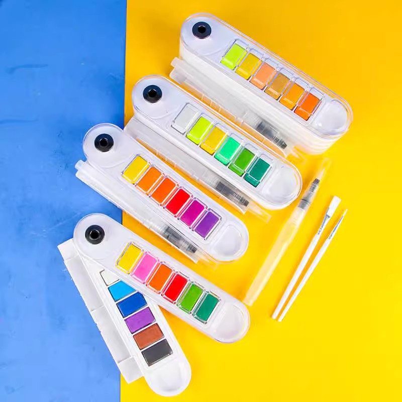 Small Kani fan-shaped solid watercolor pigment set portable watercolor powder for students to draw 2