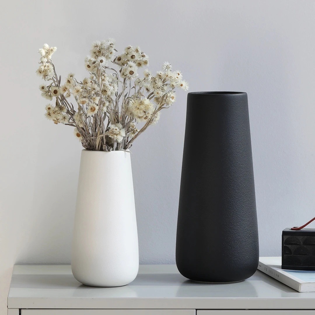 Simple Modern Ceramic Vase Home White Vase Ceramic Chinese Crafts Home Ornaments Amazon Hot Sale