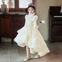 女童礼服裙花童婚礼演出服儿童秋冬加绒加厚连衣裙子主持人公主裙