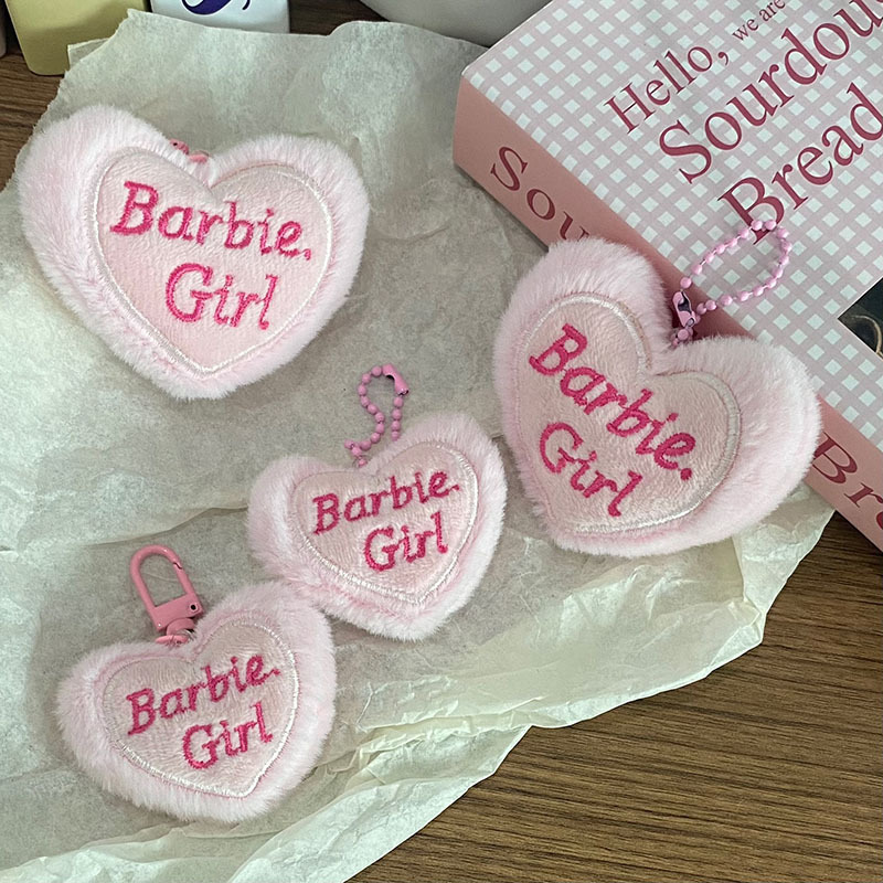 Rabbit Hair Size Powder Love Barbie Girl Keychain Bag Pendant Girl's Heart Cute Key Chain Love Hanging Ornaments