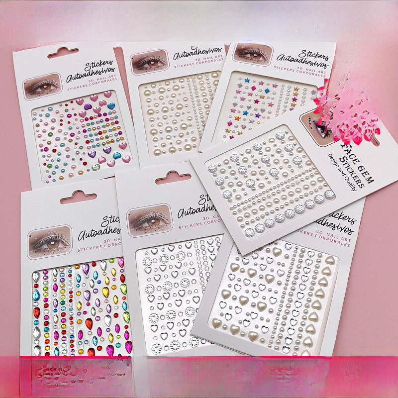 thumbnail image 4 of Pegatinas de maquillaje de ojos Pegatinas de diamantes para ojos Decoración facial Joyas de maquillaje de ojos de perla Pegatinas de diamantes de imitación para escenario infantil, 4 of 6