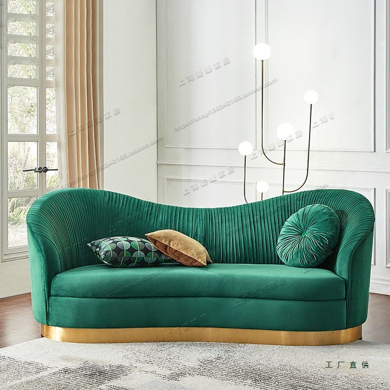 新古典后现代布艺轻奢风格双三人沙发设计师样板间售楼处港式沙发