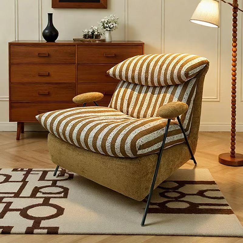 Italian Light Luxury Genuine Leather Leisure Chair Living Room Sofa Chair Balcony Single Chair First Layer Cowhide Fabric down Soft Bag