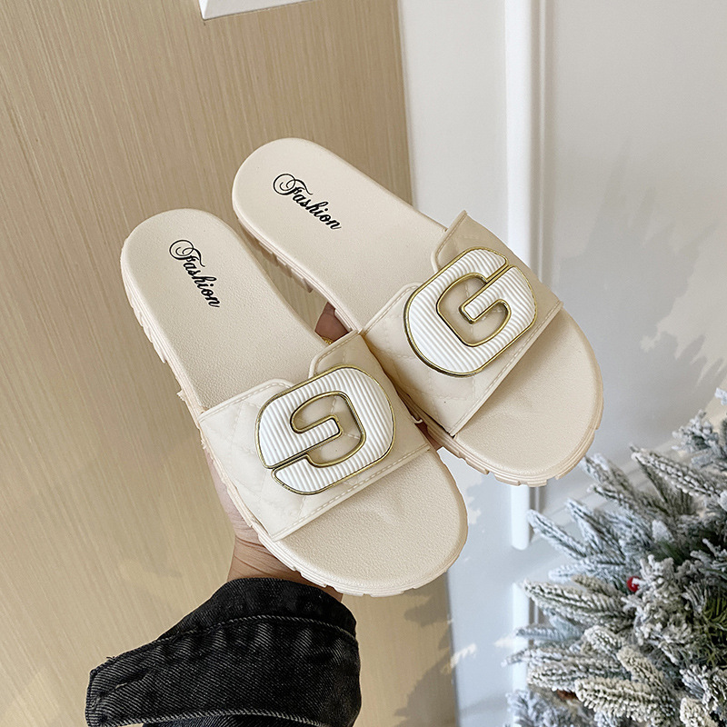 Zapatillas de playa con cuña para mujer, ropa exterior versátil, zapatillas antideslizantes con lazo, nuevos modelos en el mercado