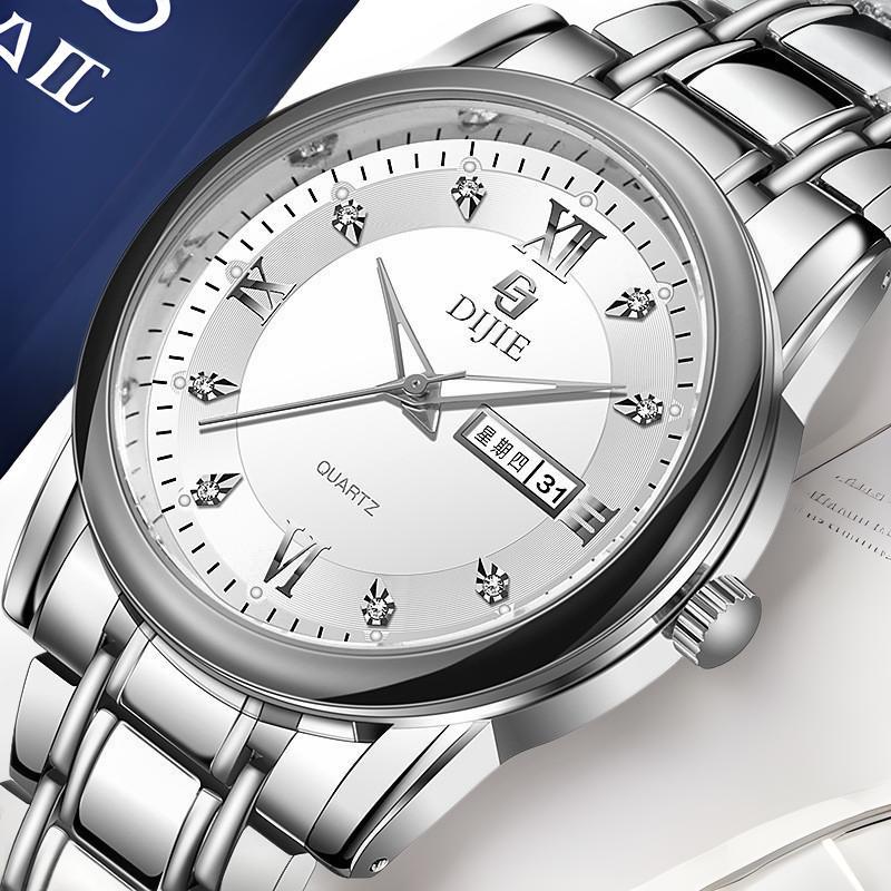 Factory Direct Sales Djie Business Steel Band Watch, Light Luxury, High-End, Fashionable and Versatile Men's Quartz Watch