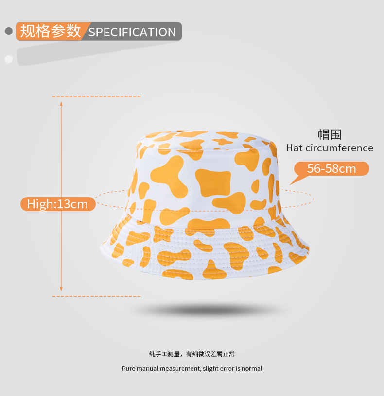 Milk Printing Bucket Hat Female Korean Style Reversible Hip Hop Cool Simple Short Brim Leisure Artistic Bucket Hat Male Harajuku Style display picture 2