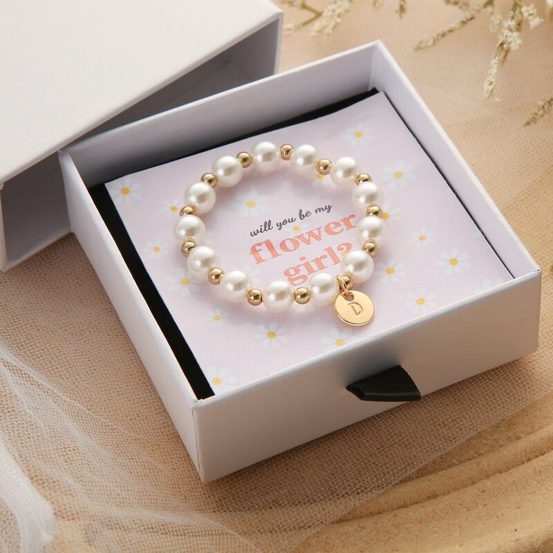 Tk/Amazon Cross-Border Popular Imitation Pearl Name Bracelet Wedding Gift Flower Girl Letter Flower Girl Thank You Bracelet