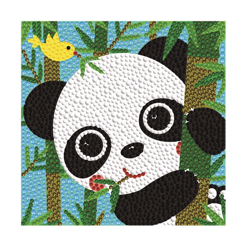 Nuevo kit creativo de pintura de diamantes DIY para niños, diseño de panda de dibujos animados, juguete de niña, pegatinas bonitas, pintura de diamantes completa, transfronterizo