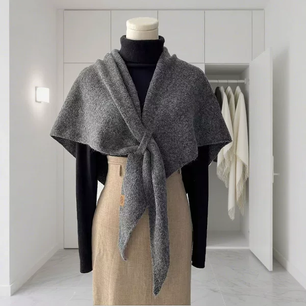 Women's Shawl and Waistcoat Dual-Purpose Autumn and Winter Outer Cloak Air-Conditioned Room Office Neck Protection Warm Matchinging Skirt Jacket