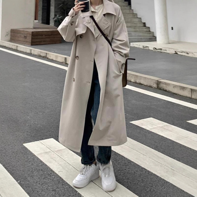 高级感气质风衣女2025春秋季宽松双排扣小个子中长款大衣百搭外套|undefined