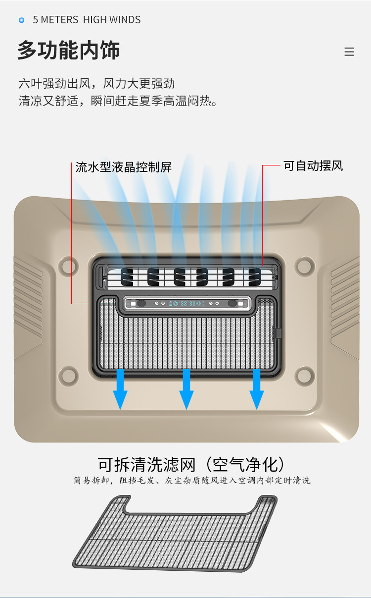 Foreign Trade Wholesale Defu Parking Air Conditioner Overhead All-In-One Dc Electric Minibus 12V Rv 24V Business Car