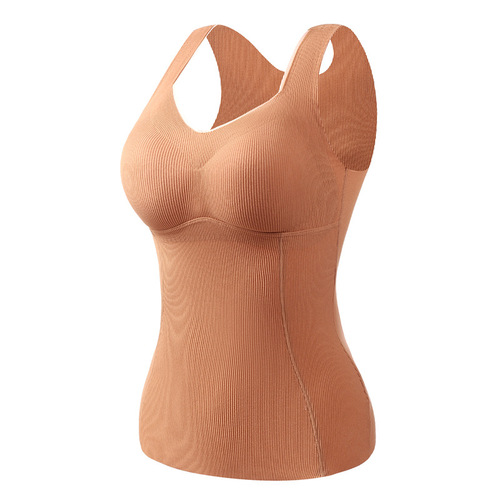 Women's winter and autumn down-filled warm vest, no need to wear a bra, one-piece seamless warm underwear for women, seamless