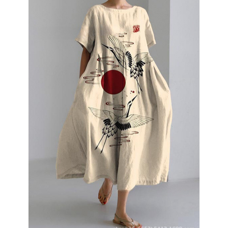 2024 New Autumn and Winter Amazon Cross-Border European and American Clothing Loose Round Neck Fashionable High-End 3D Printed Dress 2024 New Autumn and Winter Amazon Cross-Border European and American Clothing Loose Round Neck Fashionable High-End 3D Printed Dress