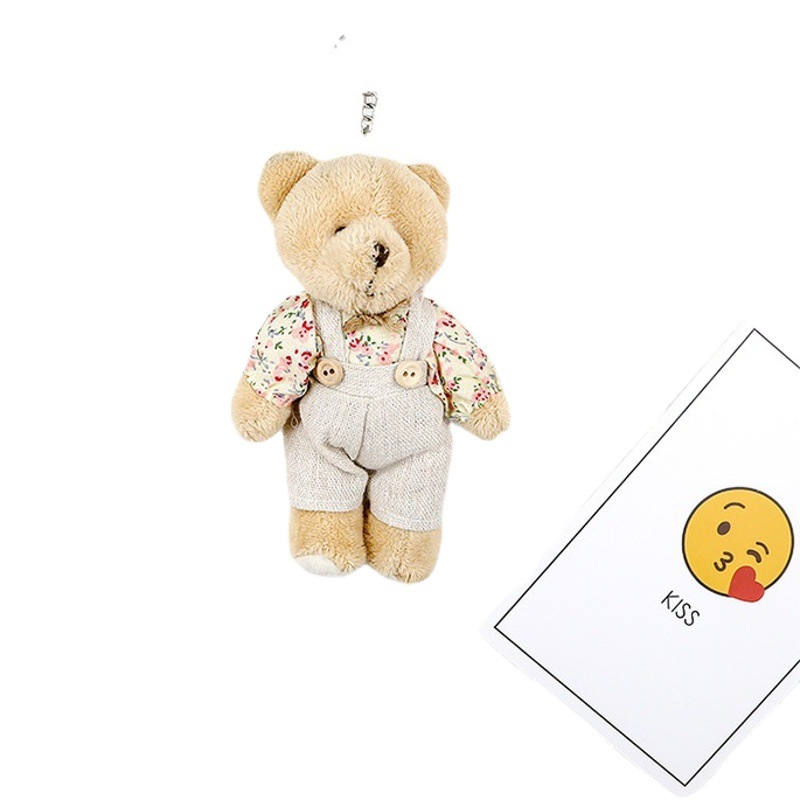 Nueva pareja oso de peluche de conejo juguete colgante lindo Oso de lino bolso llavero adornos grab máquina muñeca