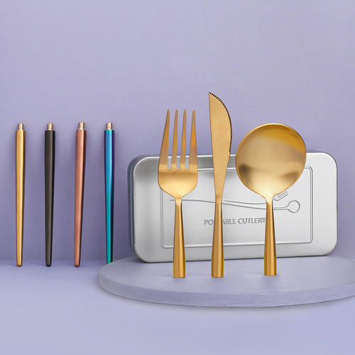 S304 Stainless Steel Removable Portuguese Portable Knife Fork Spoon Chopsticks Set Student Outdoor Tableware Nianhui Gift