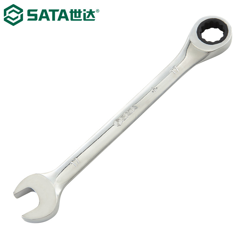 世达43208棘轮扳手梅开扳手梅花开口两用快扳全抛光铬钒钢15mm