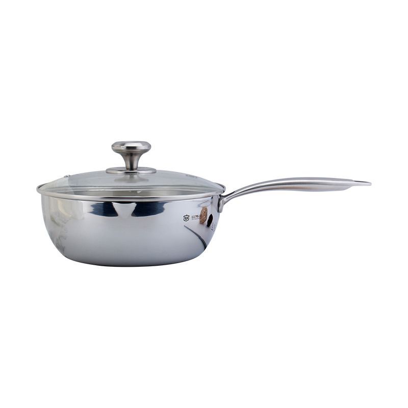 LUNKAI LUNKAI 18 / 10 acero inoxidable un solo mango con desviador sartén sartén de leche caliente sartén de fideos