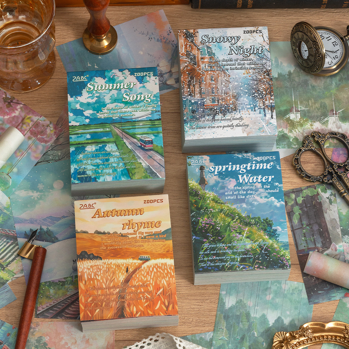 Cuatro temporadas de acuerdo con el libro de notas de material de libro de mensajes de papel de notas no adhesivo ins de aire de papel de material de base de cuentas de mano