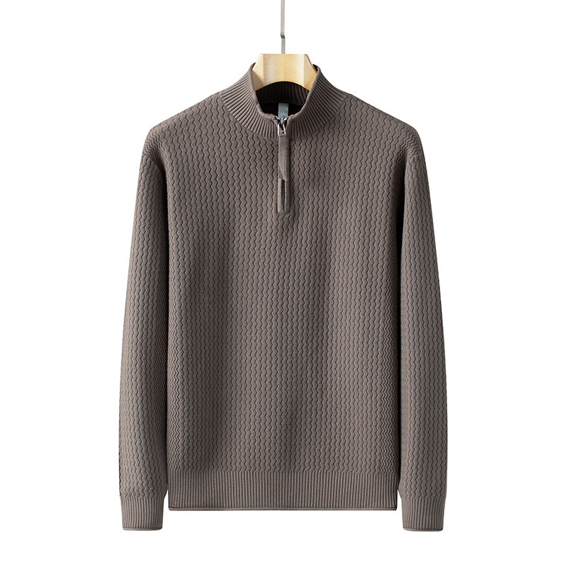 High-end zipper casual jersey invierno delgado suéter de cuello vertical transfronterizo medio cuello alto cardigán hombre chaqueta personalizada
