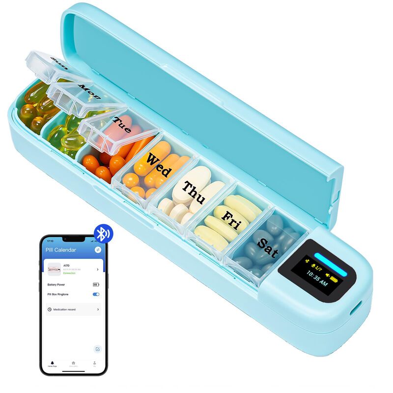 A170 スマート電子ピルボックスポータブルミニ薬調剤ボックス旅行密封防湿ロングピルボックス|undefined